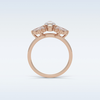 1 CT Cluster Engagement Ring Featuring Marquise Moissanite