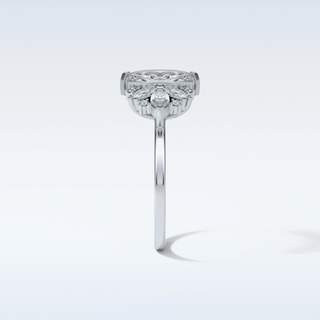 1 CT Cluster Engagement Ring Featuring Marquise Moissanite