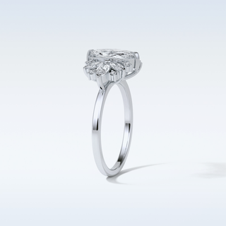 1 CT Cluster Engagement Ring Featuring Marquise Moissanite