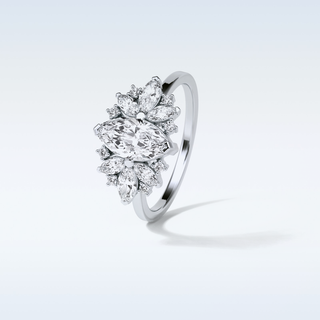 1 CT Cluster Engagement Ring Featuring Marquise Moissanite