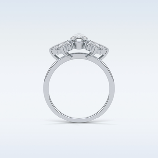 1 CT Cluster Engagement Ring Featuring Marquise Moissanite