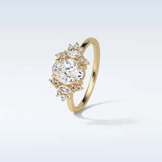 1.33 CT Cluster Engagement Ring Featuring Oval Moissanite