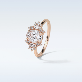 1.33 CT Cluster Engagement Ring Featuring Oval Moissanite