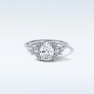1.33 CT Cluster Engagement Ring Featuring Oval Moissanite