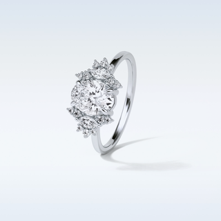 1.33 CT Cluster Engagement Ring Featuring Oval Moissanite