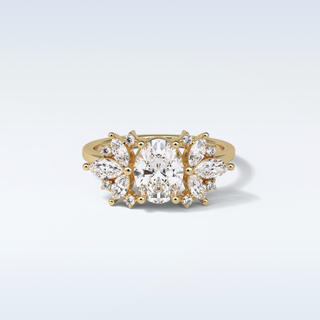 1.33 CT Cluster Engagement Ring Featuring Oval Moissanite