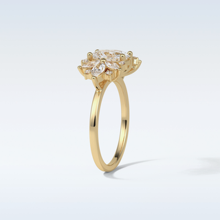 1.33 CT Cluster Engagement Ring Featuring Oval Moissanite