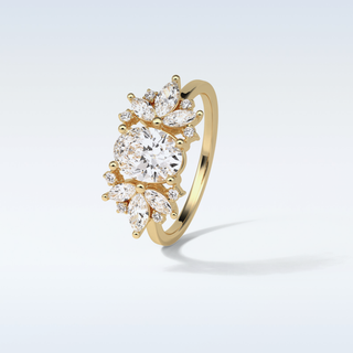 1.33 CT Cluster Engagement Ring Featuring Oval Moissanite