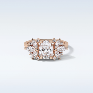 1.33 CT Cluster Engagement Ring Featuring Oval Moissanite