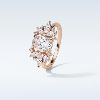 1.33 CT Cluster Engagement Ring Featuring Oval Moissanite