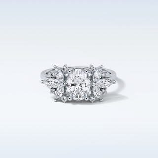 1.33 CT Cluster Engagement Ring Featuring Oval Moissanite