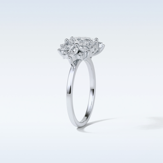 1.33 CT Cluster Engagement Ring Featuring Oval Moissanite