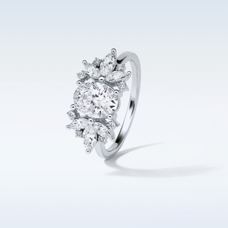1.33 CT Cluster Engagement Ring Featuring Oval Moissanite