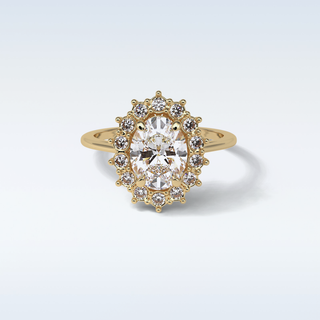 1.91 CT Cluster Engagement Ring Featuring Oval Moissanite