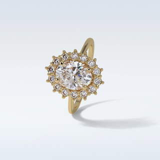 1.91 CT Cluster Engagement Ring Featuring Oval Moissanite