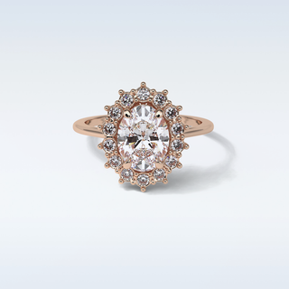 1.91 CT Cluster Engagement Ring Featuring Oval Moissanite