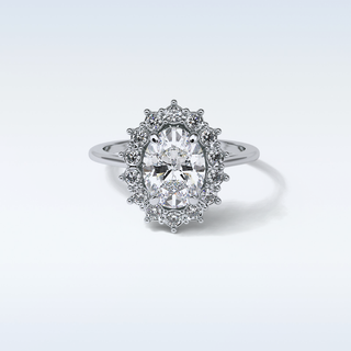 1.91 CT Cluster Engagement Ring Featuring Oval Moissanite