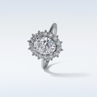 1.91 CT Cluster Engagement Ring Featuring Oval Moissanite