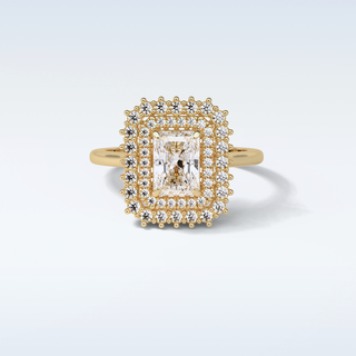 1.05 CT Double Halo Engagement Ring Featuring Radiant Moissanite