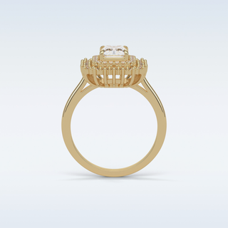 1.05 CT Double Halo Engagement Ring Featuring Radiant Moissanite