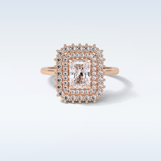 1.05 CT Double Halo Engagement Ring Featuring Radiant Moissanite
