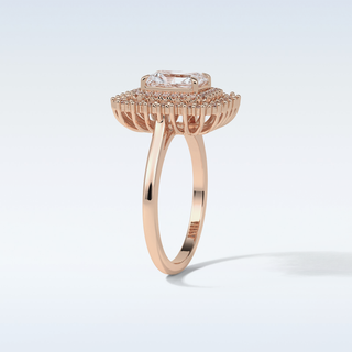 1.05 CT Double Halo Engagement Ring Featuring Radiant Moissanite