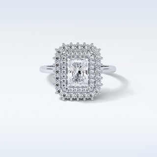 1.05 CT Double Halo Engagement Ring Featuring Radiant Moissanite