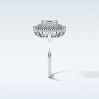 1.05 CT Double Halo Engagement Ring Featuring Radiant Moissanite