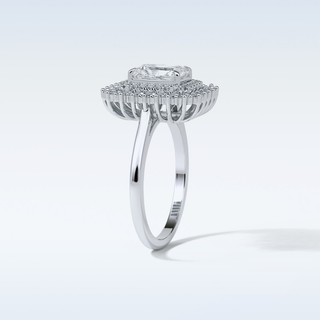 1.05 CT Double Halo Engagement Ring Featuring Radiant Moissanite