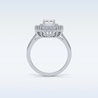 1.05 CT Double Halo Engagement Ring Featuring Radiant Moissanite