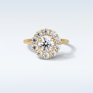 1.0 CT Halo Engagement Ring Featuring Round Moissanite