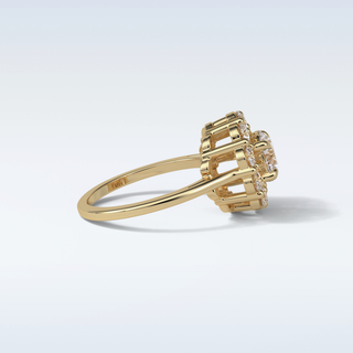 1.0 CT Halo Engagement Ring Featuring Round Moissanite