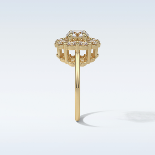 1.0 CT Halo Engagement Ring Featuring Round Moissanite