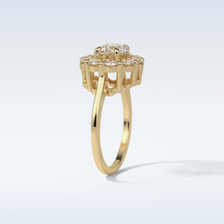 1.0 CT Halo Engagement Ring Featuring Round Moissanite