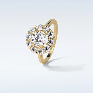 1.0 CT Halo Engagement Ring Featuring Round Moissanite