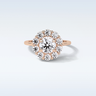 1.0 CT Halo Engagement Ring Featuring Round Moissanite