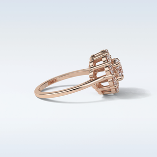 1.0 CT Halo Engagement Ring Featuring Round Moissanite