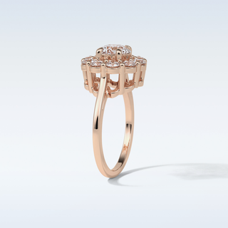 1.0 CT Halo Engagement Ring Featuring Round Moissanite