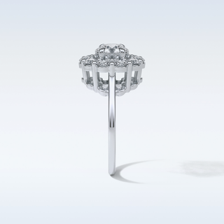 1.0 CT Halo Engagement Ring Featuring Round Moissanite