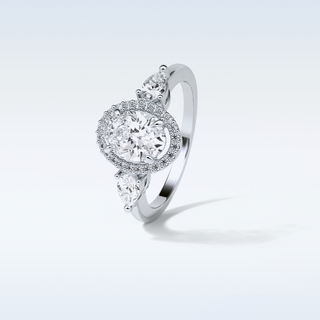 1.33 CT Halo Engagement Ring Featuring Oval Moissanite