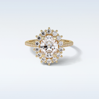 1.91 CT Halo & Pave Engagement Ring Featuring Oval Moissanite