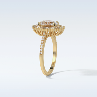 1.91 CT Halo & Pave Engagement Ring Featuring Oval Moissanite