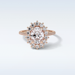 1.91 CT Halo & Pave Engagement Ring Featuring Oval Moissanite