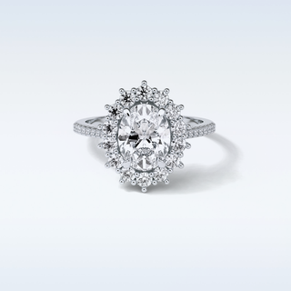 1.91 CT Halo & Pave Engagement Ring Featuring Oval Moissanite