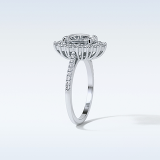 1.91 CT Halo & Pave Engagement Ring Featuring Oval Moissanite