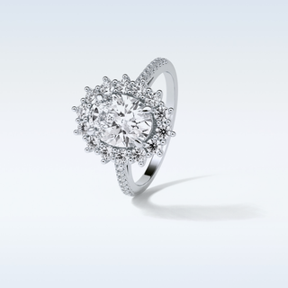 1.91 CT Halo & Pave Engagement Ring Featuring Oval Moissanite