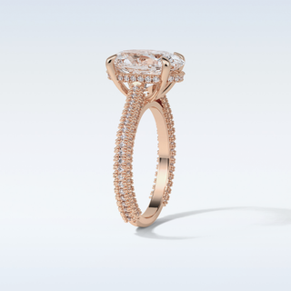 4 CT Pave Engagement Ring Featuring Oval Moissanite