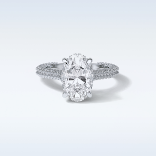 4 CT Pave Engagement Ring Featuring Oval Moissanite