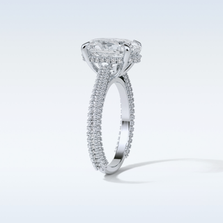 4 CT Pave Engagement Ring Featuring Oval Moissanite