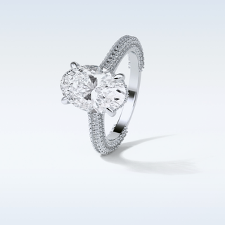 4 CT Pave Engagement Ring Featuring Oval Moissanite